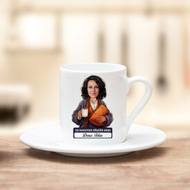 Rahatına Düşkün Anne Karikatürlü Kahve Fincanı - Thumbnail