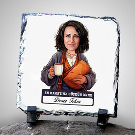 - Rahatına Düşkün Anne Karikatürlü Taş Baskı