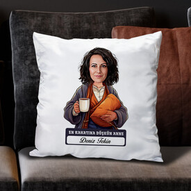  - Rahatına Düşkün Anne Karikatürlü Yastık
