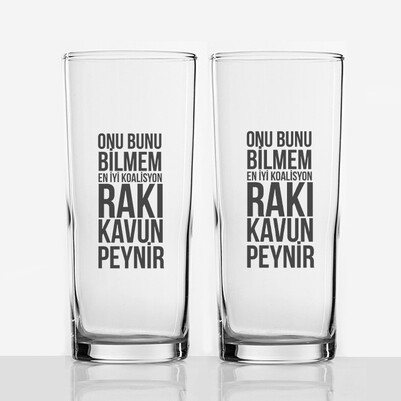 Rakı Kavun ve Peynir Koalisyonu 2li Rakı Bardağı - Thumbnail