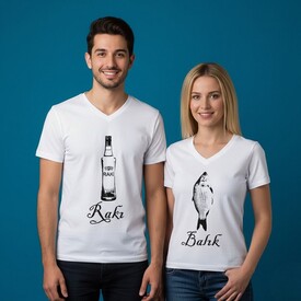  - Rakı ve Balık Sevgili Tişörtü