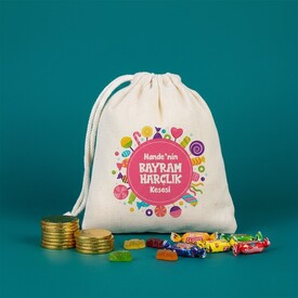  - Renkli Şeker Tasarımlı Kişiye Özel Bayram Harçlık Kesesi