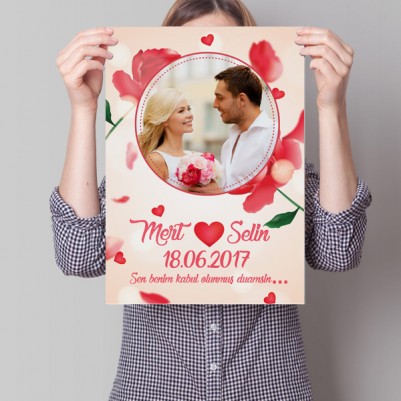 Resimli Kırmızı Güllerle Aşk Posteri - Thumbnail