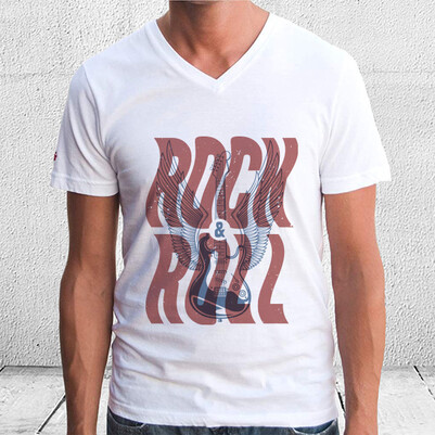 Rock and Roll Temalı Baskılı Tişört - Thumbnail