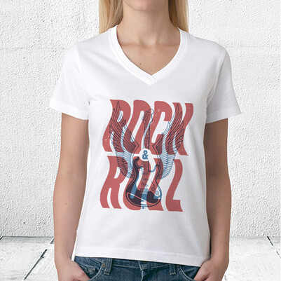 Rock and Roll Temalı Baskılı Tişört - Thumbnail