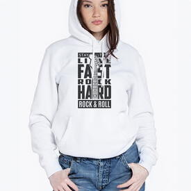  - Rock & Roll Tasarımlı Kapşonlu Kadın Sweatshirt