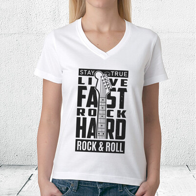 Rock & Roll Tasarımlı Unisex Tişört - Thumbnail