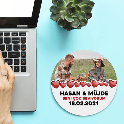  - Romantik Fotoğraflı Yuvarlak Mousepad