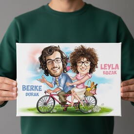  - Romantik Hayaller Karikatürlü Kanvas Tablo