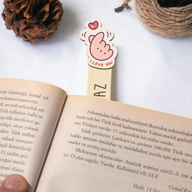 Romantik Kalp İsimli Ahşap Kitap Okuma Ayracı - Thumbnail