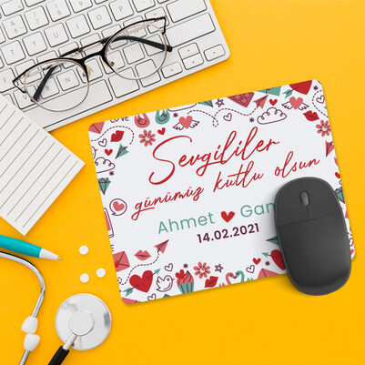 Romantik Sevgililer Günü Mesajlı Mousepad - Thumbnail