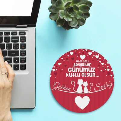  - Romantil Sevgililer Günü Yuvarlak Mousepad