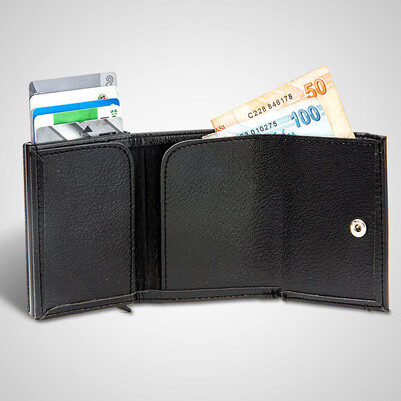 Sahibine Özel Mekanizmalı Kredi Kartlıklı Cüzdan - Thumbnail