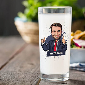 Şanslı Erkek Karikatürlü İkili Rakı Bardağı - Thumbnail