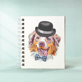 Şapkalı Köpek Tasarım Hediye Cep Defteri - Thumbnail