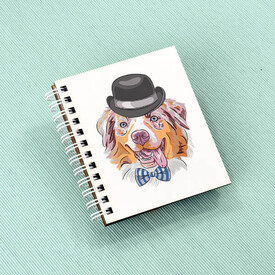 Şapkalı Köpek Tasarım Hediye Cep Defteri - Thumbnail
