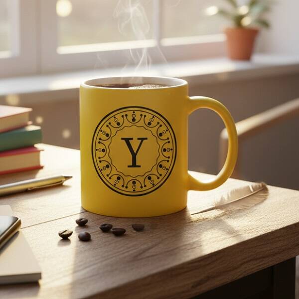 Sarı Renk İsim Baş Harfli Kupa Bardak