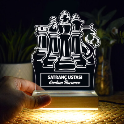 Satranç Ustası İsme Özel 3d Led Lamba - Thumbnail