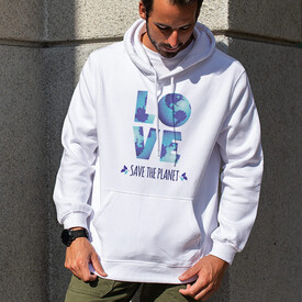 Save The Planet Tasarımlı Kapşonlu Sweatshirt - Thumbnail