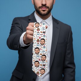  - Şehirli Erkek Karikatürlü Kravat