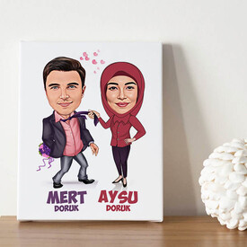 Sen Hayatımın Anlamısın Sevgilim Karikatürlü Tablo - Thumbnail