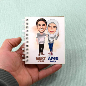 Seninle Her An Birlikteyiz Karikatürlü Defter - Thumbnail