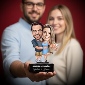  - Seninle Mutluluğa Koşalım Karikatürlü Biblo