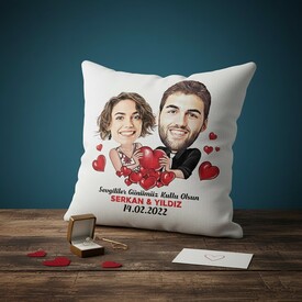  - Sevgililer Günü Anısı Karikatürlü Sevgili Yastığı