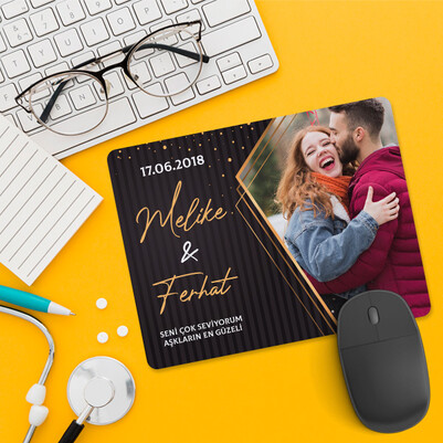 Sevgililer İçin Romantik Fotoğraflı Mousepad - Thumbnail