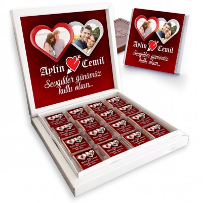 Sevgililere Özel 2 Fotoğraflı Çikolata Kutusu - Thumbnail