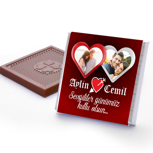 Sevgililere Özel 2 Fotoğraflı Çikolata Kutusu
