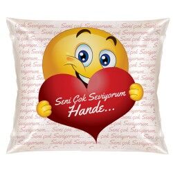 Sevgililere Özel Aşık Emoji Yastık - Thumbnail