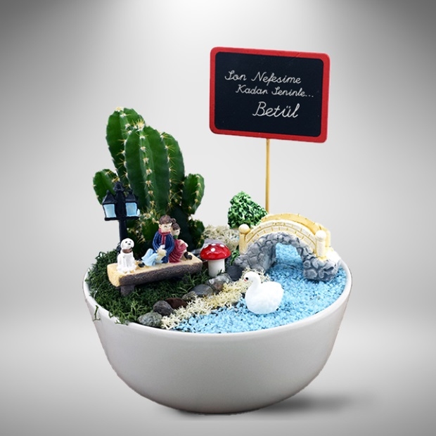 Sevgililere Özel Minyatür Mini Bahçe