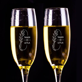 Sevgililere Özel Tasarım İsimli Şampanya Kadehi - Thumbnail