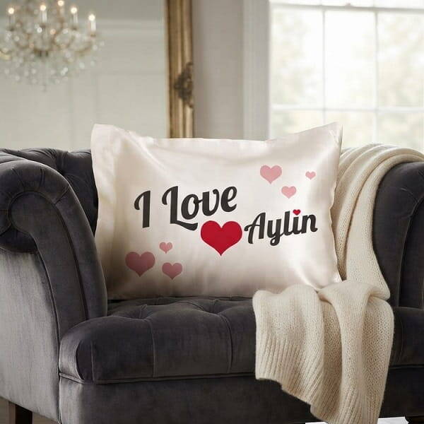 Sevgililere Özel İsim Yazılı I Love You Yastık - 1