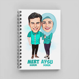 Sevgilim ve Ben Esprili Karikatürlü Defter - Thumbnail