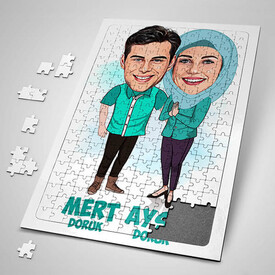  - Sevgilim ve Ben Esprili Karikatürlü Puzzle