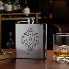  - Sevgiliye Hediye Elit İçki Matarası 6 Oz Gümüş