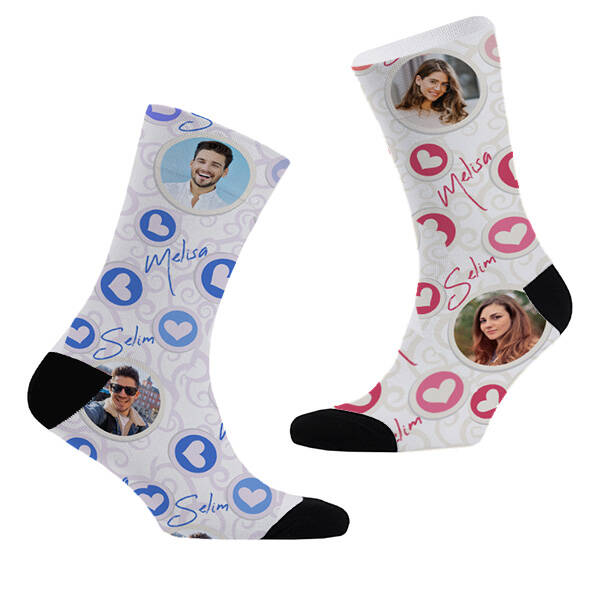 Sevgiliye Hediye Fotoğraflı 2'li Çorap Seti