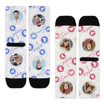Sevgiliye Hediye Fotoğraflı 2'li Çorap Seti - Thumbnail
