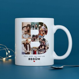  - Sevgiliye Hediye Fotoğraflı Harf Kupa Bardak