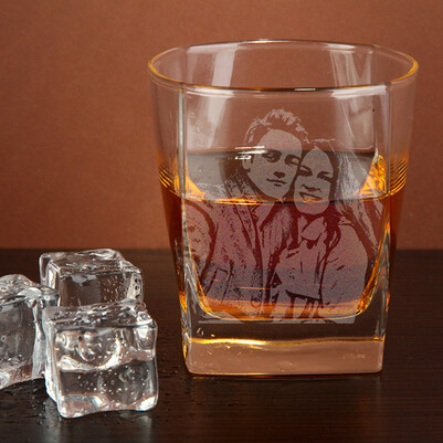 Sevgiliye Hediye Fotoğraflı Viski Bardağı - Thumbnail
