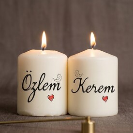  - Sevgiliye Hediye İsimli 2li Mum Seti