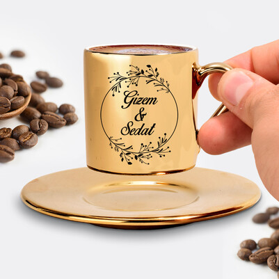 Sevgiliye Hediye İsimli Gold Kahve Fincanı - Thumbnail