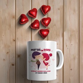 Sevgiliye Hediye Kalp Çikolatalı Bardak - Thumbnail