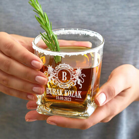 Sevgiliye Hediye Premium Tasarımlı İsimli Elegan Viski Bardağı - Thumbnail
