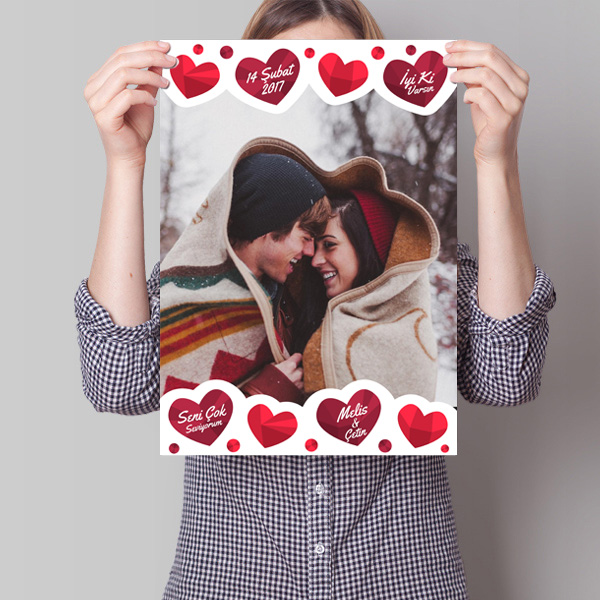 Sevgiliye Özel Sıcak Kalpler Poster