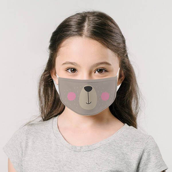 Sevimli Ayıcık Tasarımlı Çocuk Maskesi