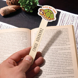 Sevimli Kaplumbağa İsimli Ahşap Kitap Okuma Ayracı - Thumbnail