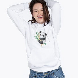 Sevimli Panda Kapşonlu Kadın Sweatshirt - Thumbnail